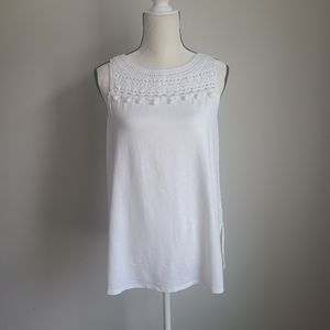 J Jill crocheted tank top white small, cotton/modal rayon/spandex